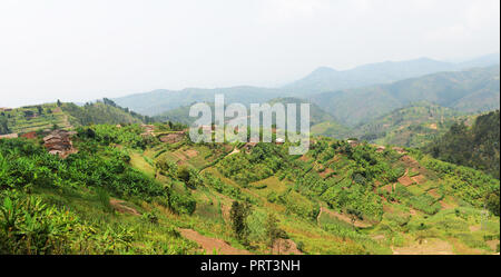 Rural landscapes in western Rwanda. Stock Photo