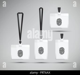 lanyard with a finger print for contact less Stock Vector