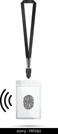 lanyard with a finger print for contact less Stock Vector