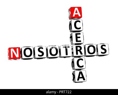 3D Rendering Crossword Acerca Nosotros Word Over White Background. Stock Photo