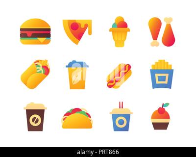 Fast food - set of flat design style icons Stock Vector