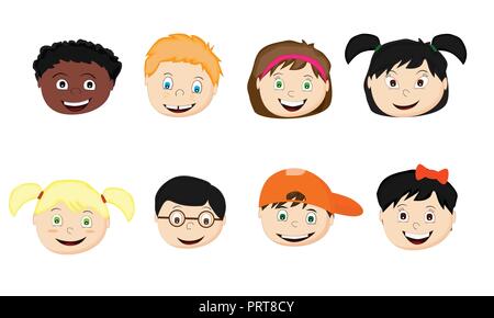 set of cartoon children of different nationalities Stock Vector