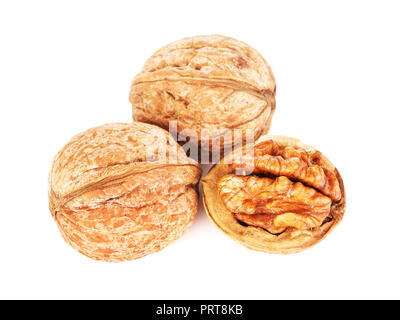 fresh walnuts peeled, isolated on white background Stock Photo