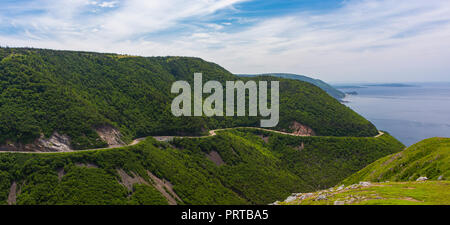 CAPE BRETON, NOVA SCOTIA, CANADA - Cabot Trail scenic highway on French Mountain, in Cape Breton Highlands National Park. Stock Photo