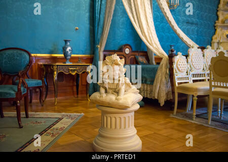 SAINT PETERSBURG, RUSSIA - AUGUST 22, 2017: The Blue Bedroom. Interior of the Yusupov Palace on the Moika river embankment, 94.  A fragment of the int Stock Photo