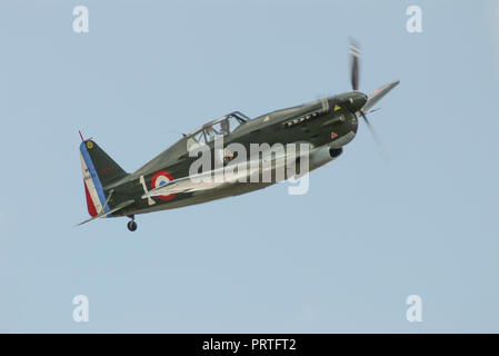 French Air Force Morane-Saulnier M.S.406 fighter plane, aircraft of the Second World War. Flying at an airshow Stock Photo