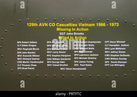 129th Aviation Company served in Vietnam from 21 October 1965 to 8th March 1973 assigned to the 10th Combat Aviation Battalion. Bell UH-1H Huey Stock Photo