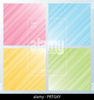 Set of abstract motion striped diagonal lines pastel color background and texture. Vector illustration Stock Vector