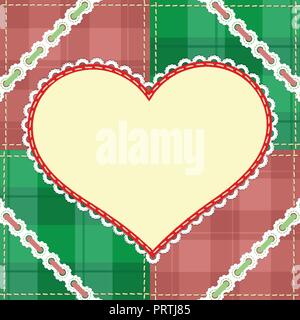 ard for Valentine s Day with a heart-shaped pad for needles with sewing pins. Stock Vector