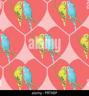 cute Sun Conure or Sun Parakeets of birds colorful parrot couple perched on branch, bird wildlife image illustrated in hand drawn Stock Vector