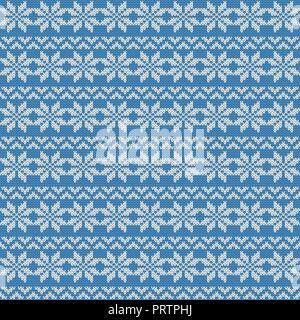 Repeating knitted seamless pattern with flowers and stripes with triangles. Woolen texture with a jacquard pattern. Abstract winter holiday design. Sw Stock Vector