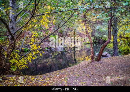 A large refreshing flow of glacial water in this small, seasonal lake at Yosemite National Park Stock Photo