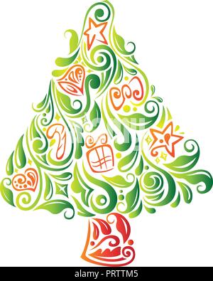 A vector illustration of Abstract Beautiful Christmas Tree Stock Vector
