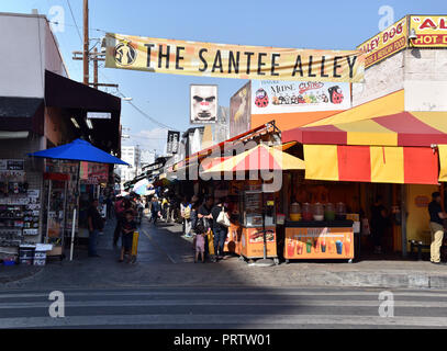 Shoppers and vendors fill the famous Santee Alley in the Los Angeles Fashion District. Editorial Use Only. Stock Photo