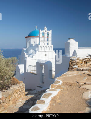 The monastery of Panagia Poulati on the Greek island of Sifnos in the Cyclades Stock Photo