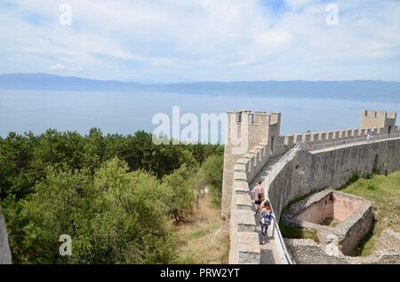 ohrid castle macedonia with view over lake ohrid and distant albania Stock Photo