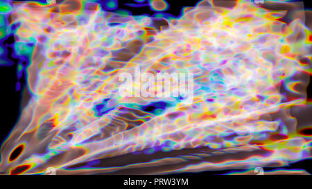 Delicate multicolored abstract fractal design on black background Stock Photo