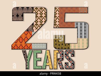 25 years anniversary background with multicolor pattern Stock Vector