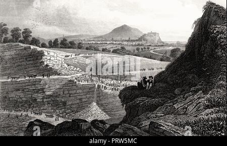 The Stone Quarries, Craigleith, near Edinburgh, Scotland, 19th century, from Modern Athens by Th. H. Shepherd Stock Photo