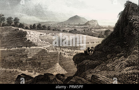 The Stone Quarries, Craigleith, near Edinburgh, Scotland, 19th century, from Modern Athens by Th. H. Shepherd Stock Photo