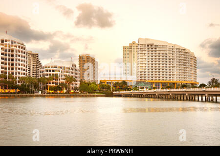 Brickell Key and Brickell Key Drive, Miami, Florida, USA