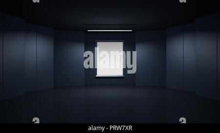 3D rendring empty rendering picture frame with minimalist and modern design studio room space background, low key lighting . Stock Photo