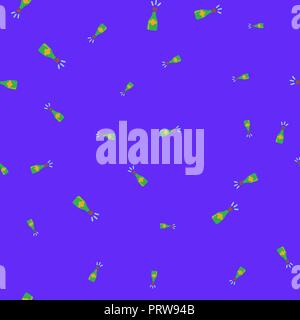 Bottles of champagne seamless pattern. Blue background. Vector illustration. Stock Vector