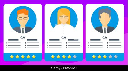 Rating of candidates for vacancy. Mobile application for job search. Stock Vector