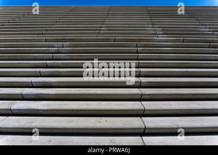 Hamburg , Germany, June 26, 2018: Full Frame Close-Up of Stairs at Landungsbrücken  Against Blue Sky Stock Photo