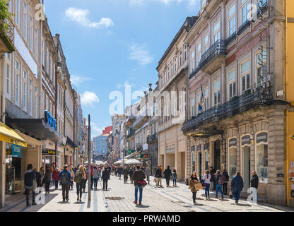Shops on Rua de Santa Catarina with the Grande Hotel do Porto to the right, Porto, Portugal Stock Photo