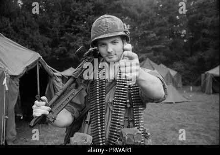 US  M60 Gunner Vietnam (Reenactor) Stock Photo