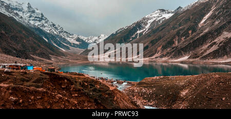 Beautiful View Of Lake Saif Al Maluk in Naran Valley, Pakistan Stock Photo