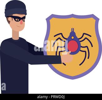 hacker stealing information avatar character Stock Vector