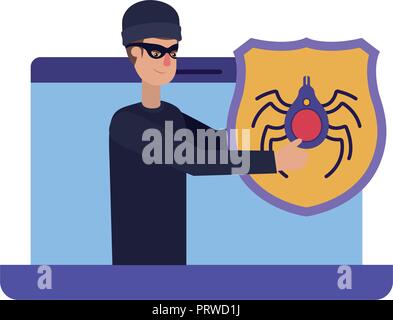 hacker stealing information avatar character Stock Vector