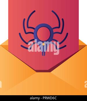 open letter with spider isolated icons Stock Vector