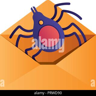 open letter with spider isolated icons Stock Vector