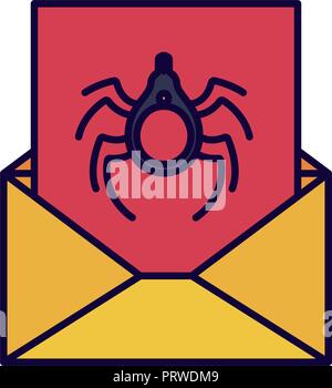 open letter with spider isolated icons Stock Vector