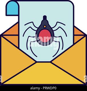 open letter with spider and window isolated icons Stock Vector