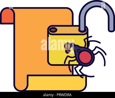 open letter with open padlock isolated icons Stock Vector