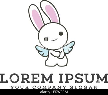 funny Angel Bunny cartoon logo design concept template Stock Vector