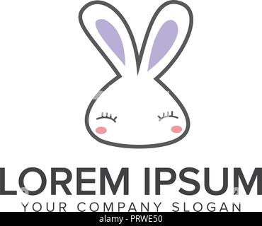 funny rabbit logo. animal logo design concept template Stock Vector