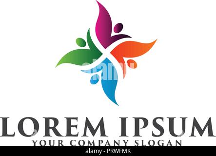 teamwork partnership people logo design concept template Stock Vector