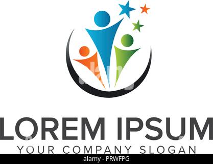 teamwork partnership people logo. education logo design concept template Stock Vector