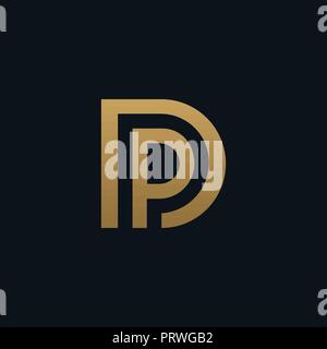 luxury Letter D and letter P logo. pd, dp initial overlapping in square letter logotype colorful Stock Vector