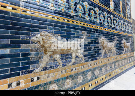 Detail from Ishtar Gate from Babylon, now reconstructed in Pergamon museum in Berlin Stock Photo
