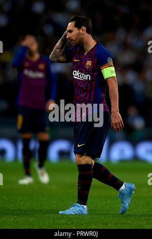 London, UK. 3rd Oct 2018. Lionel Messi of Barcelona  during the Group B match of the UEFA Champions League between Tottenham Hotspurs and FC Barcelona at Wembley Stadium on October 03, 2018 in London, England. Credit: José Bretón/Alamy Live News Stock Photo