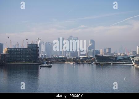 View of Canary Wharf from Victoria Dock - London Stock Photo - Alamy