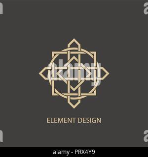 Abstract modern template of a logo from geometrical elements in fashionable Arab style, a badge, a design element. Vector illustration. Stock Vector