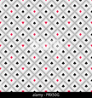 Seamless pattern from colors of playing cards. A template for a case, packagings, fabrics. Background. Vector illustration. Stock Vector