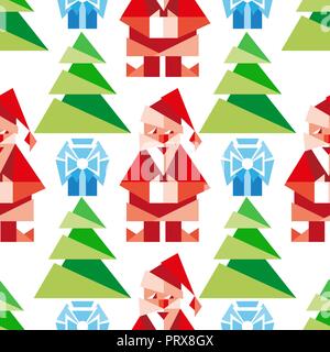 Vector seamless pattern with christmas symbols in cartoon style. Holiday background. Stock Vector
